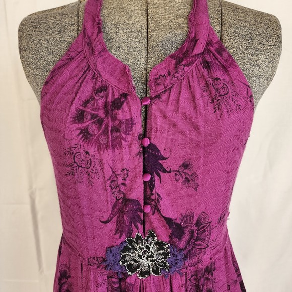 Purple Floral Women's Halter Top - Picture 4 of 9